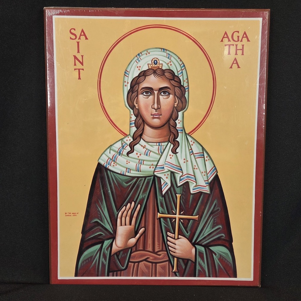 St Agatha Monastery Icons Wood Plaque Orthodox Catholic 13.5"